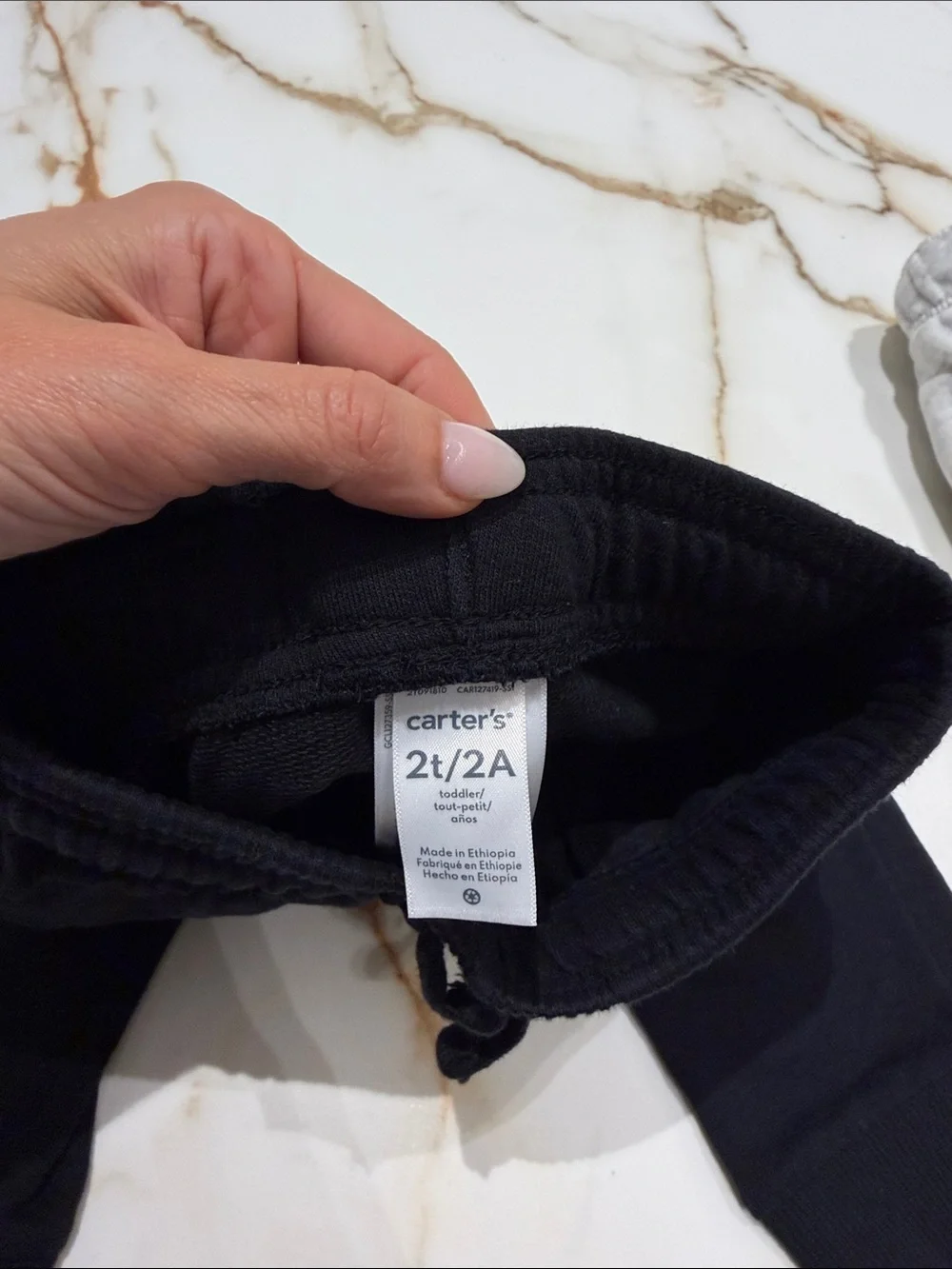 Carter’s Kids Cozy Jogger Pants - Black and Light Gray 2T